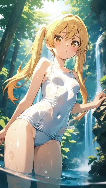 滝、美少女