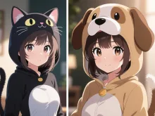 犬vs猫 — カツ丼太郎さんのAIイラスト
