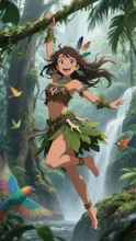 ジャングルを飛び回る野生少女