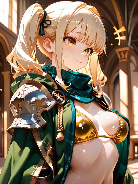 異世界ファンタジー、中世ヨーロッパ風の古城、少女騎士
