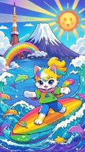 虹色子猫の波乗り