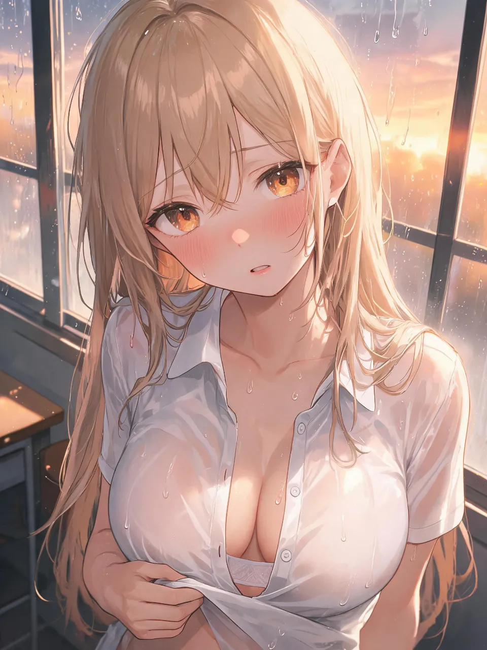 濡れた陽子。