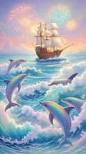 海の神秘 虹色イルカ