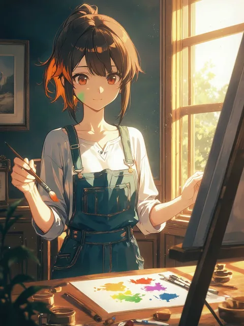 絵画を描いている女の子
