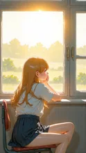 夕方の学校 — ゆーさんのAIイラスト