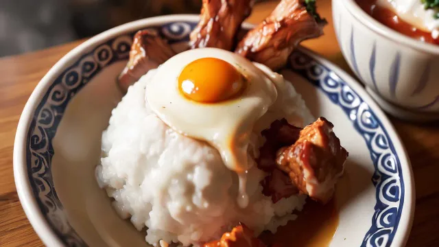 肉そぼろ丼(上に目玉焼きが乗っている)