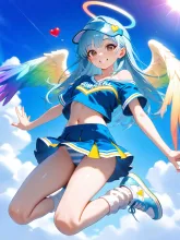 大空高くフライング・チアガール!…青 — チアガールのAIイラスト|SUPPART