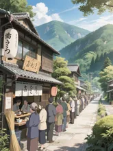 田舎の老舗蕎麦屋の年越しそばに行列