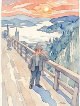 ムンクの叫びを生成したけど、叫び疲れてたらしい — 水彩画イラストのAIイラスト|SUPPART