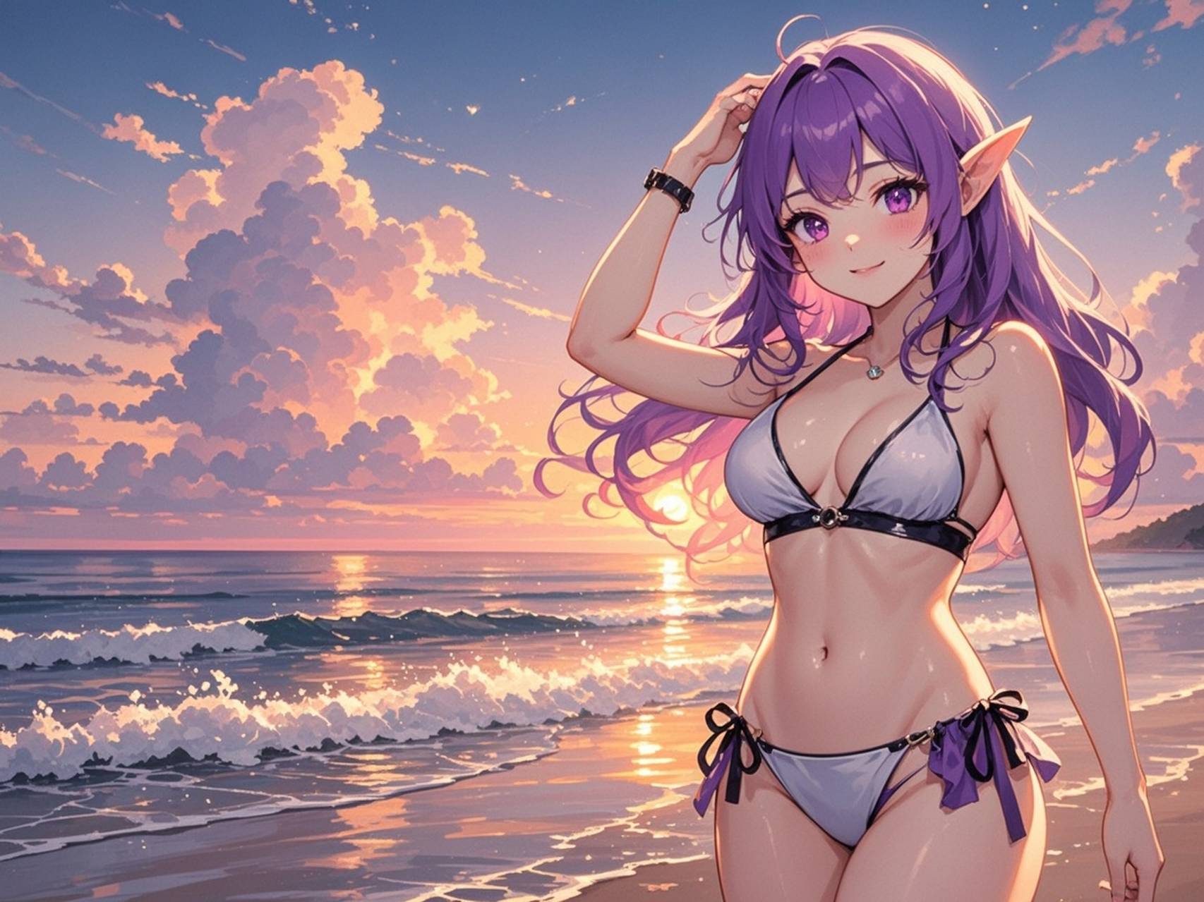 夕焼けを見つめて — xiungetuさんのAIイラスト