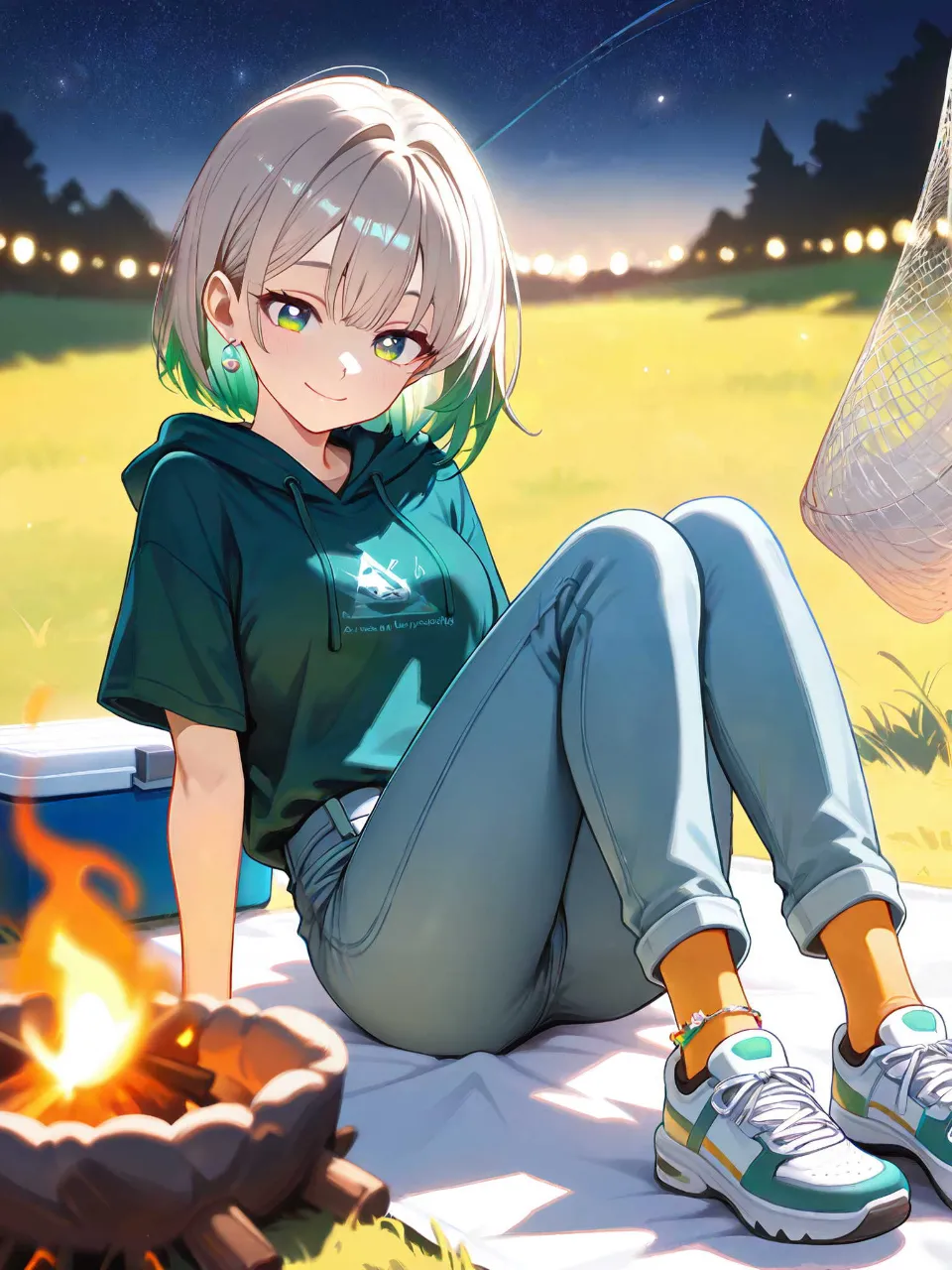 キャンプの稚奈。