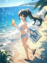 海辺でのデート散歩2 — 海辺イラストのAIイラスト｜SUPPART