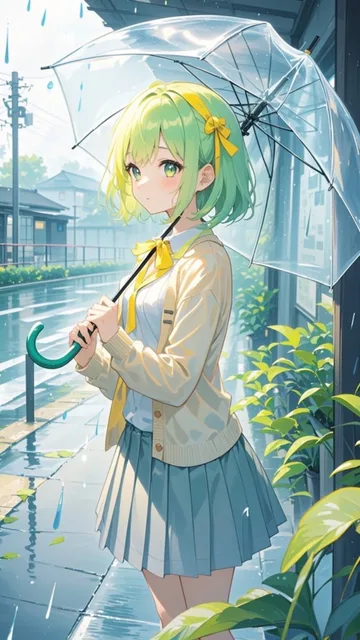 雨の日のバス停