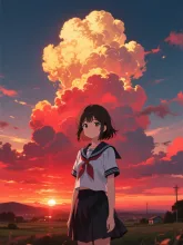 夕焼けと入道雲②