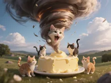 子猫と子猫の仲間達と物凄い竜巻,ユーモラス,バターになる