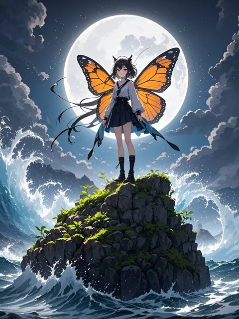 A girl with butterfly wings…