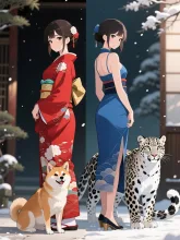 柴犬さんと雪ヒョウさん