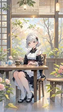 カフェで優雅に — たんこぶさんのAIイラスト