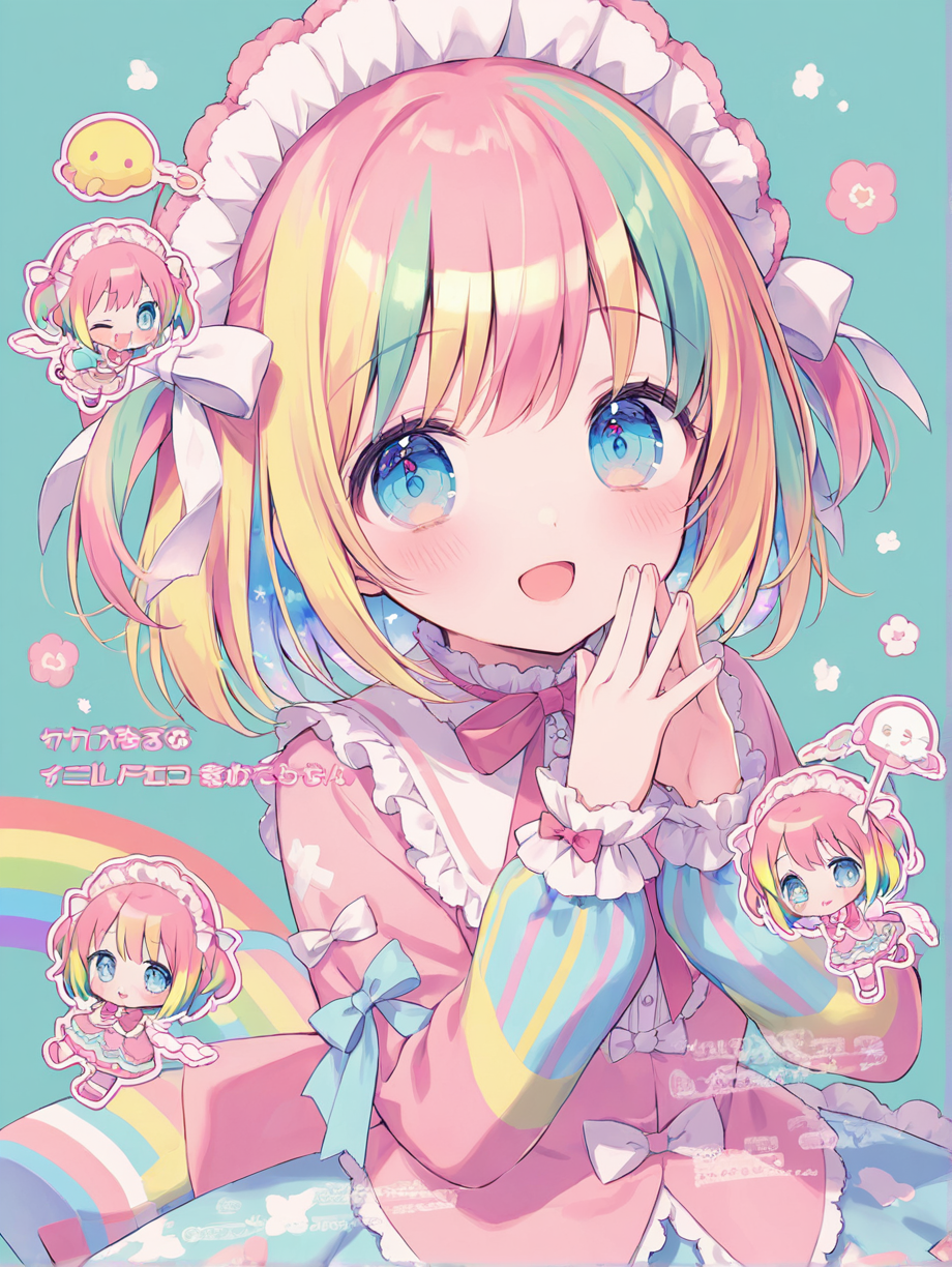 ロリータ(レインボー) — 青いイルカさんのAIイラスト