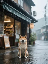 濡れるのはもっとキライだワン — 犬イラストのAIイラスト｜SUPPART