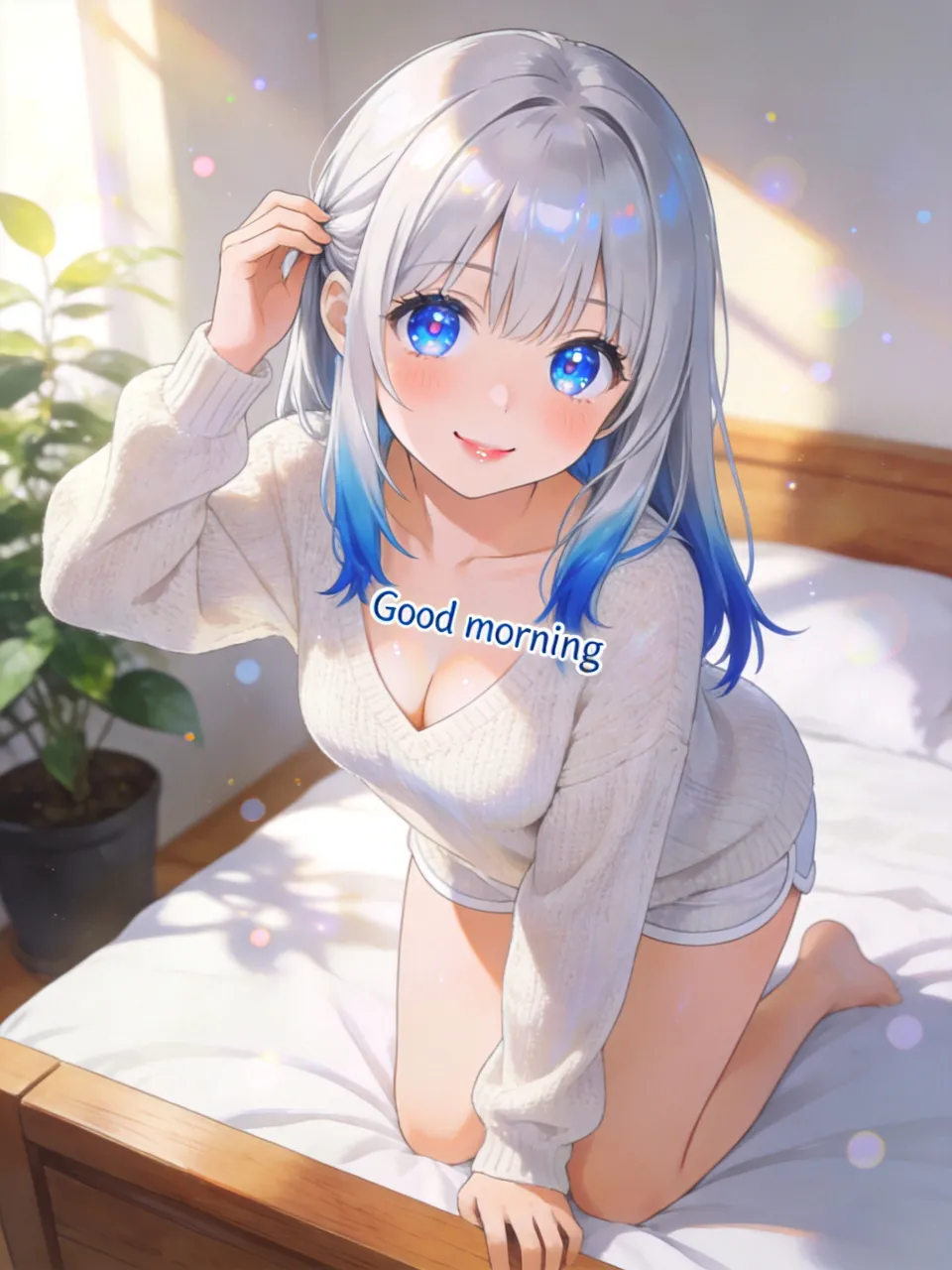 寝起きの結衣。