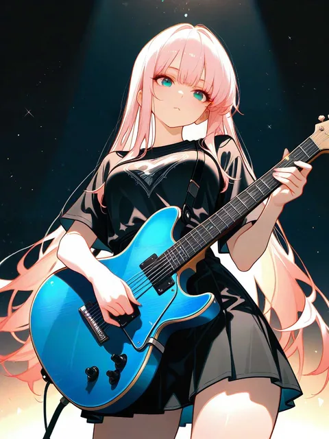 ギター持つ刺青♡少女 - 画像生成チャレンジ