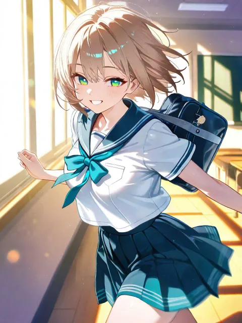 制服の稚奈。