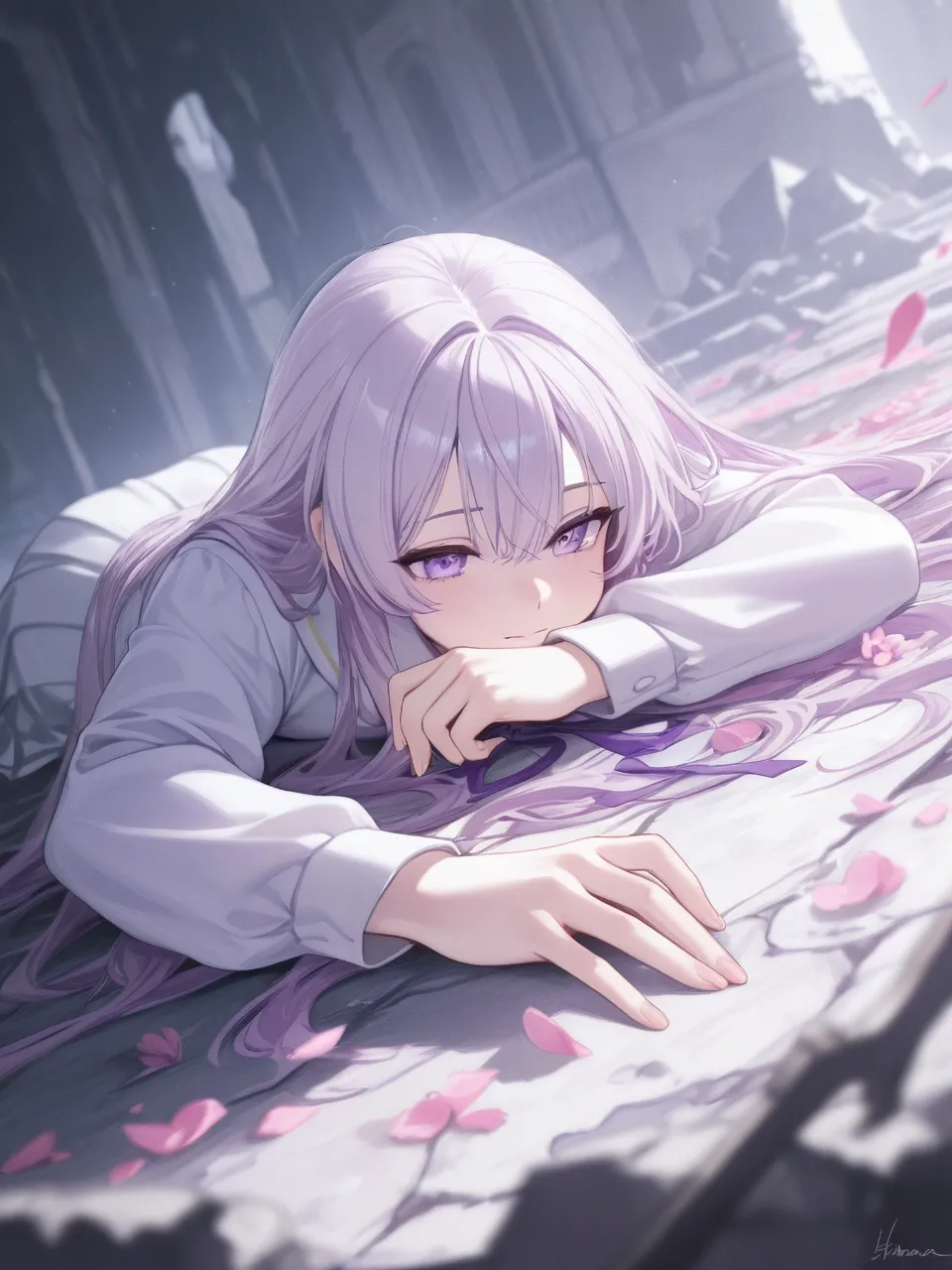 つまんないなぁ — 青いイルカさんのAIイラスト
