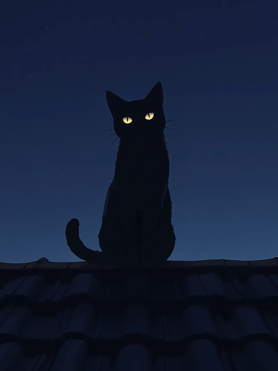夜に溶ける黒猫