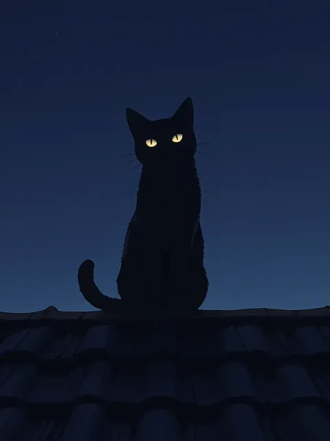 夜に溶ける黒猫