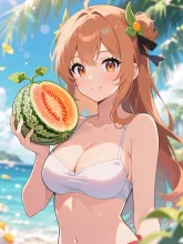 メロンと夏の女性·みずみずしい夏 の投稿作品