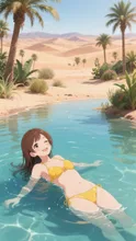 オアシスで水浴び