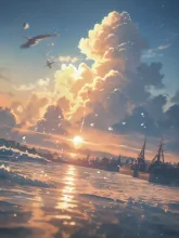 夕焼けと入道雲·初夏チャレンジ の投稿作品
