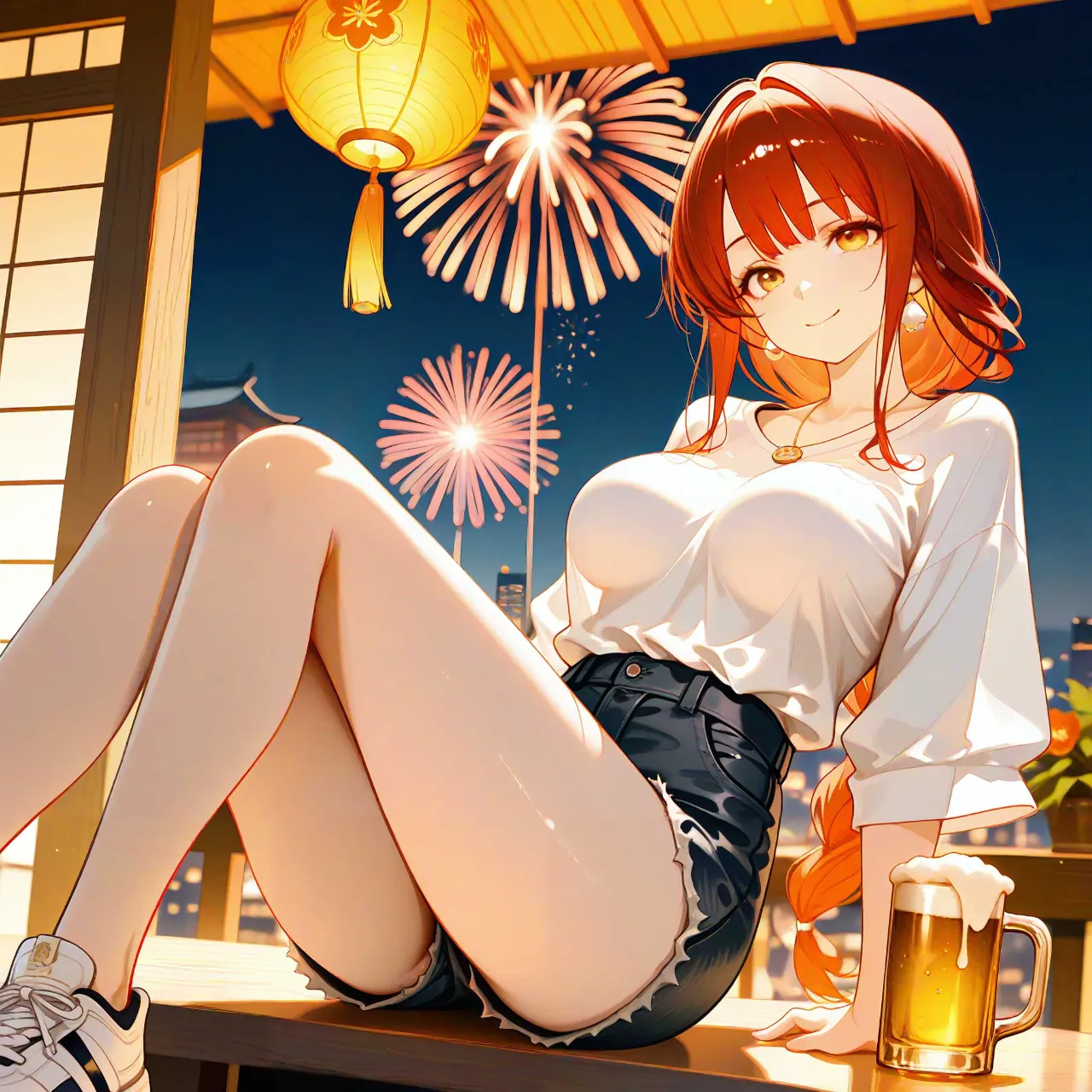 花火と乾杯