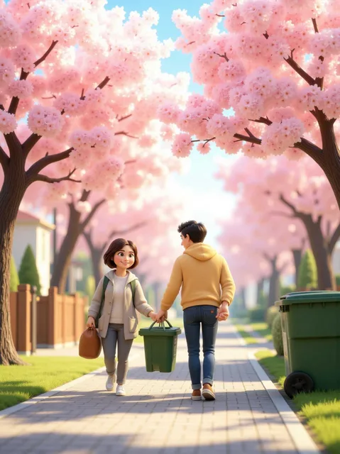 春の桜が咲いている、とても晴れて暖かい日