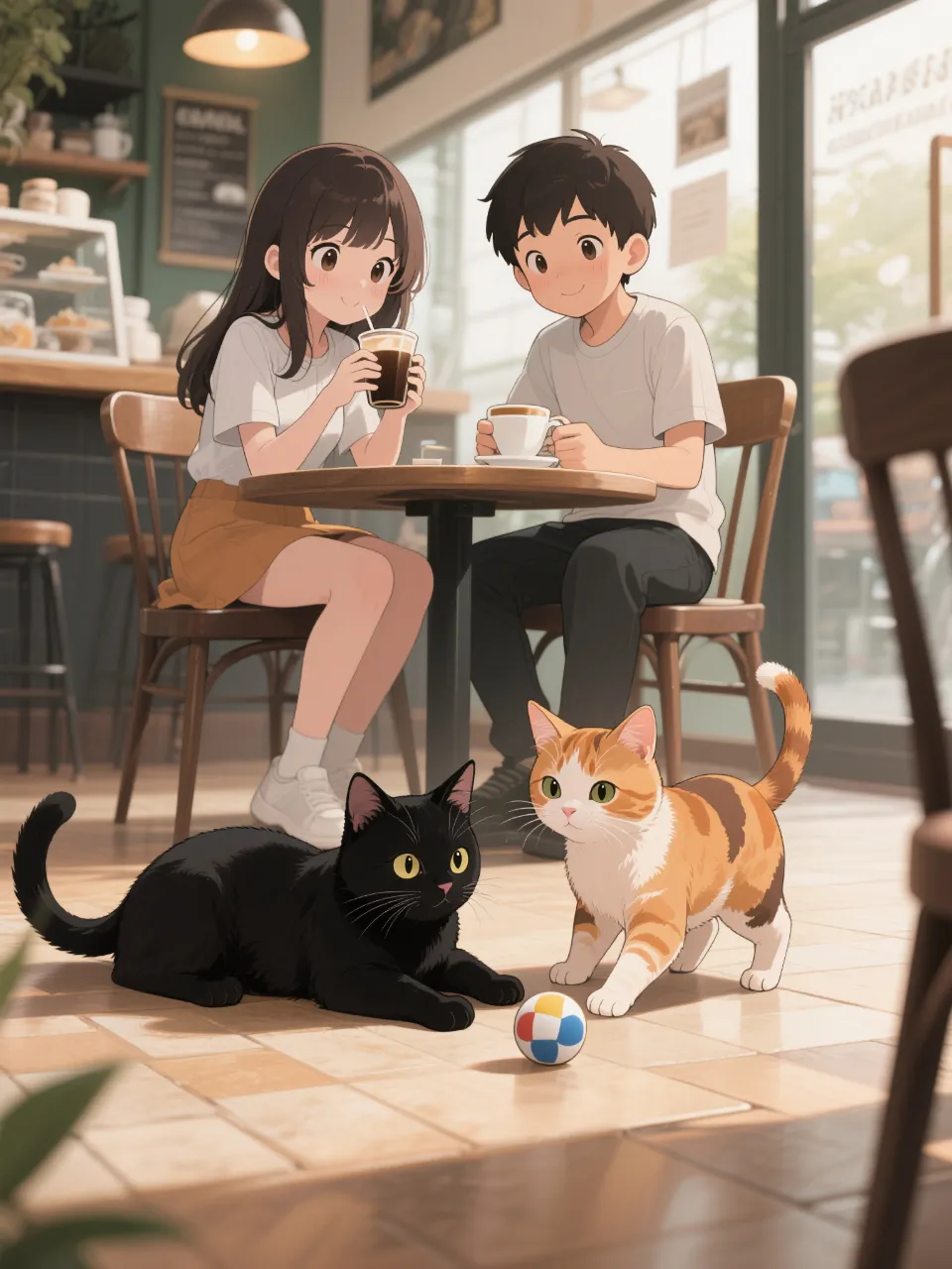 猫とカップル