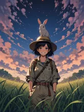 サファリな紅夜さんと子うさぎと