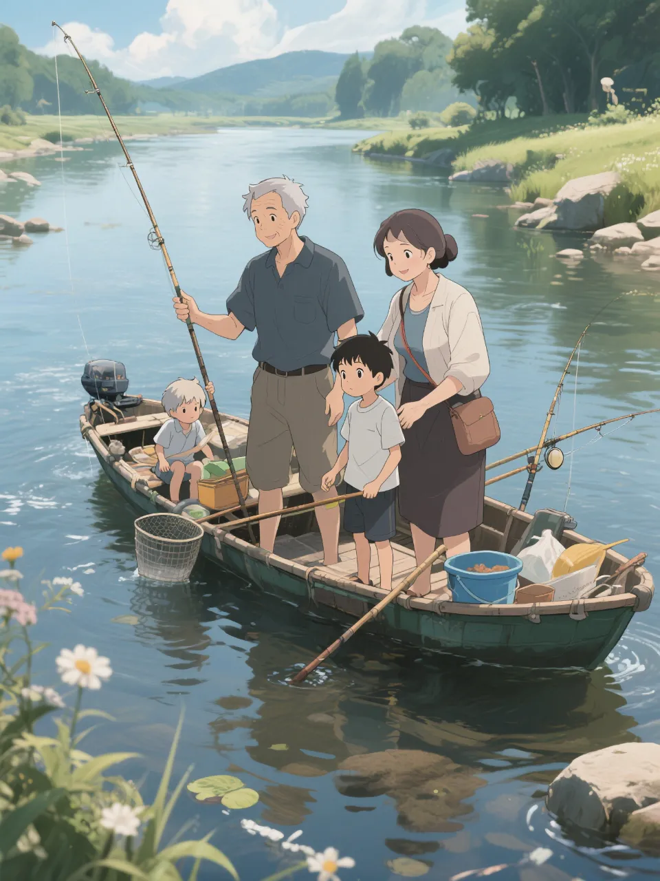 家族で川釣り🎣