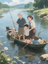 家族で川釣り🎣