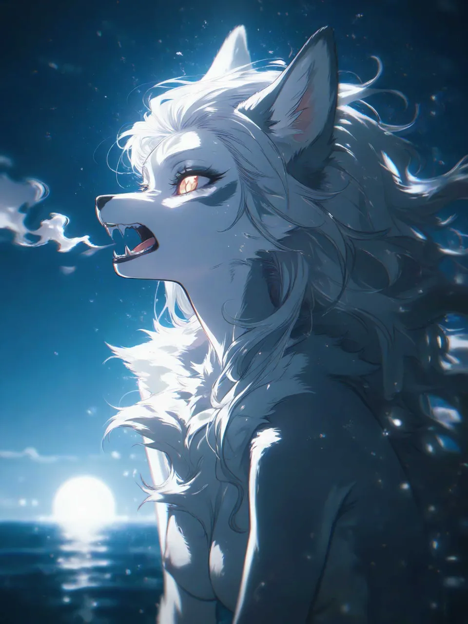 月に吠える夜 — 𝕞̿̈さんのAIイラスト
