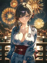 縁側の浴衣美人·夏の夕涼み の投稿作品
