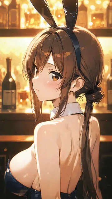 カジノ 18歳の美女 茶色の長い髪、ストレートロング - 肩甲骨の線