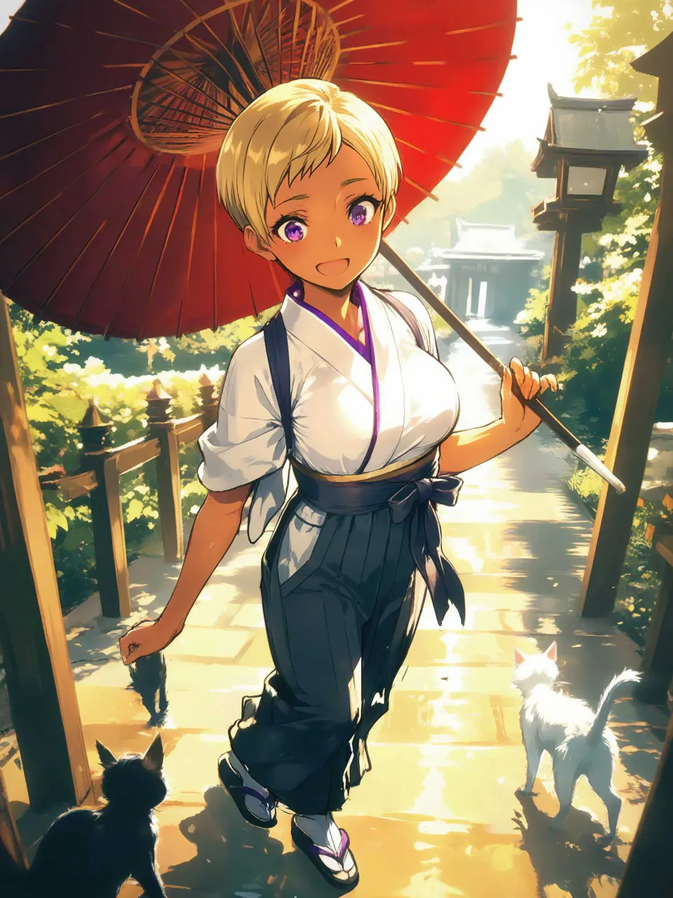 エリザベス・ローゼンクロイツ・安倍の和傘散歩 — 水上雷太さんのAIイラスト
