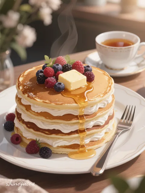 今日のブランチはパンケーキ!