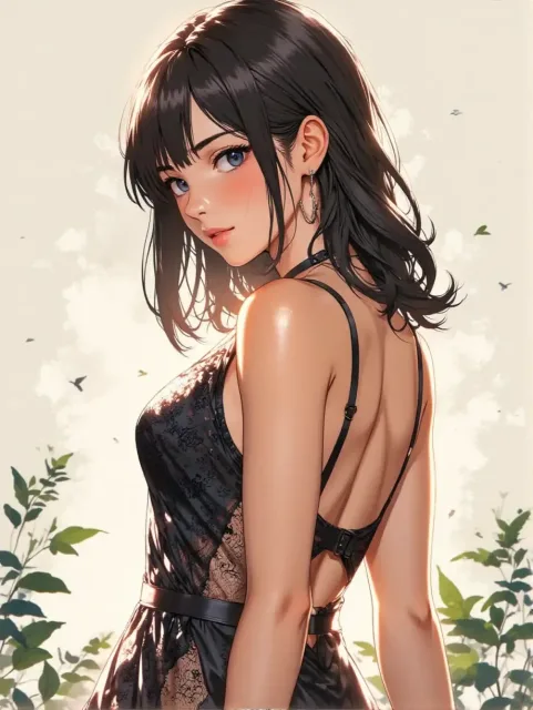 彼女の顔立ちは、直線的で整った眉に
