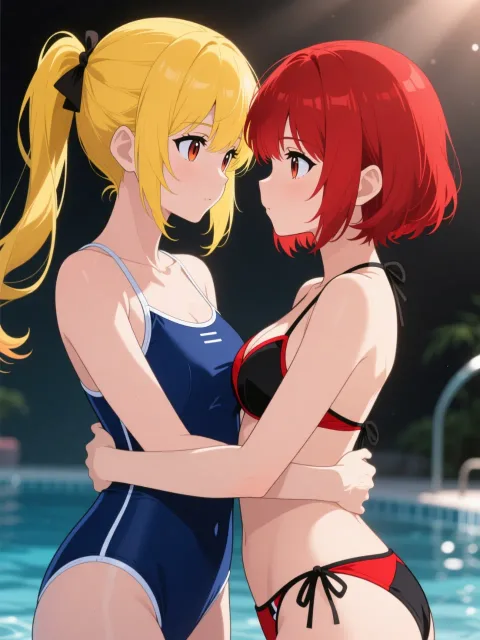 二人のキャラが見つめ合う、ドラマチックな光