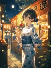 浴衣×夜店≒りんご飴