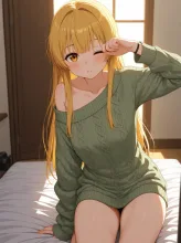 寝起きのニット
