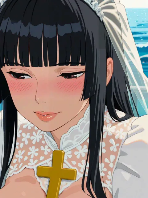 (1girl:1.5)、solo、upper body - 花嫁のベール
