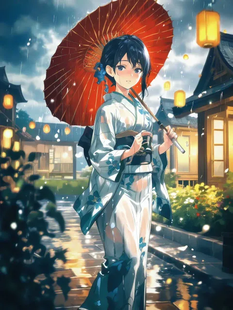 A young Japanese ryokan… - 仲居の着物